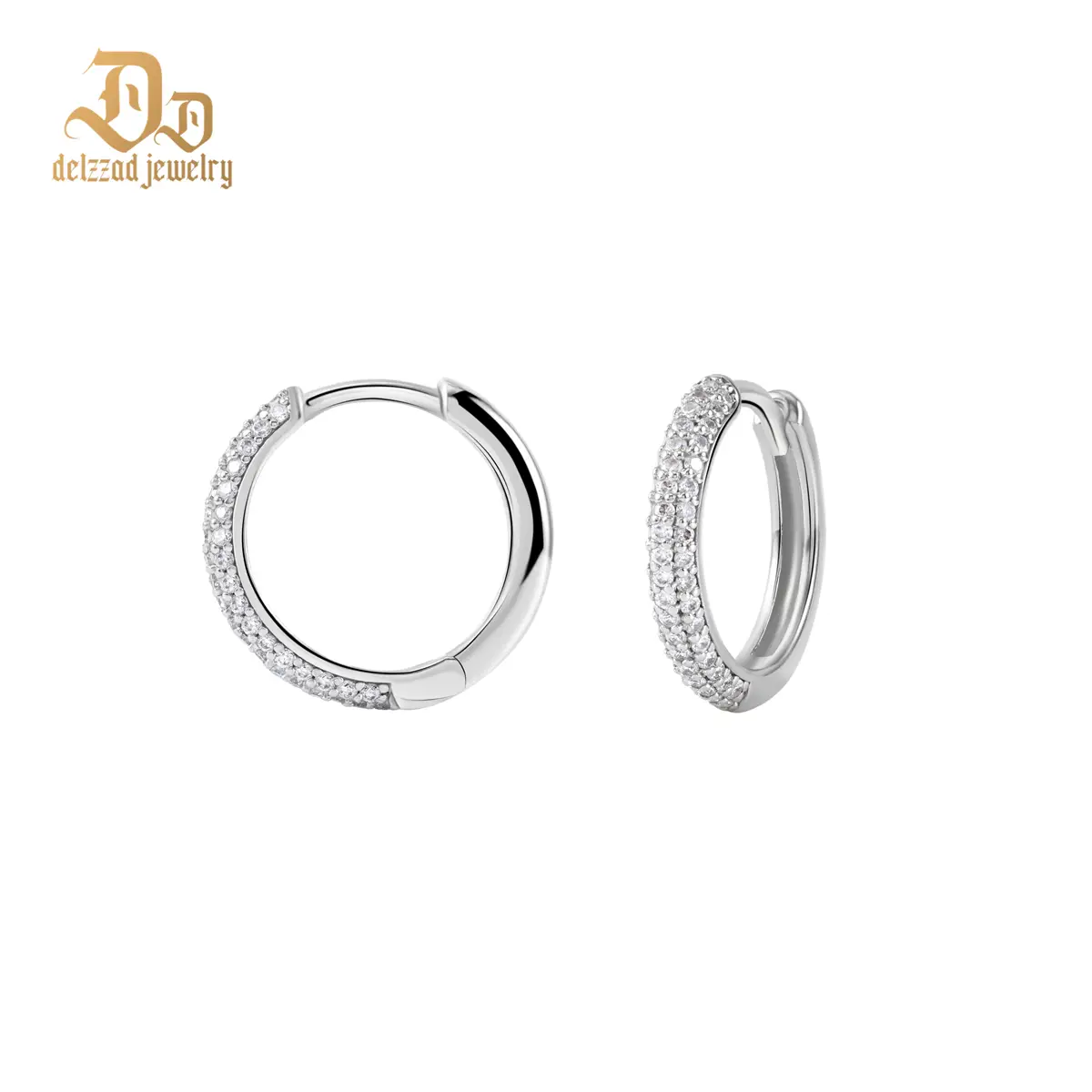 Delzzad Huggies Lab-Created Moissanite Earring S925 Sterling Silver Moissanite Jewelry Perfect Birthday Mother’s Day Gift for Men Women Wedding Set