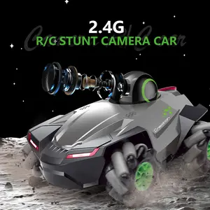 Remote Control Stunt Car with Camera for Boys 4WD Off-Road RC Video Car Kids Electric Toy with Real-Time Transmission Drift 360° Flips Night Lights 2.4G R/C Stunt Camera Car hd