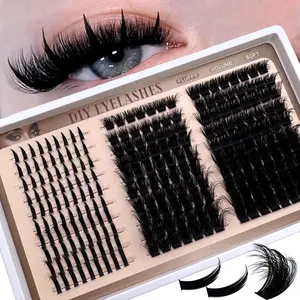 190-290pc Dense D Curl False Eyelashes Set, Eyelash Extensions, DIY Personal Makeup Tools, Reusable for Daily Party Stage Travel, Perfect Gift for Beginners