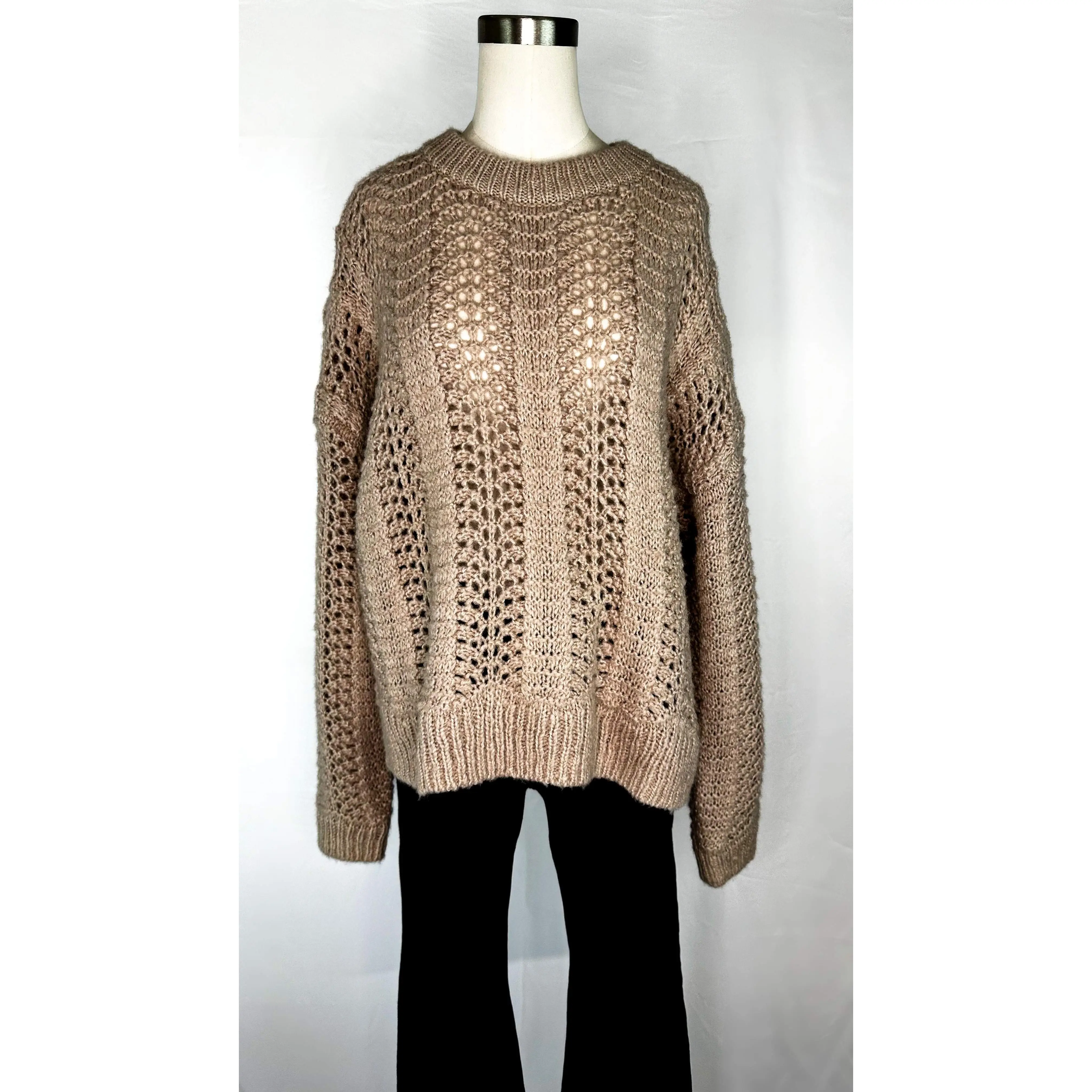 Madewell Windemere Pointelle Pullover Sweater in Bisque | XL