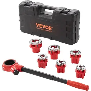 VEVOR Ratchet Pipe Threader Kit with 3 Dies, 1/2 NPT, 3/4 NPT, 1 NPT Ratcheting Pipe Threading Tool, Portable Pipe Threader Set with Storage Case for Plumbing Installation and RepairVEVOR Super Brand Day