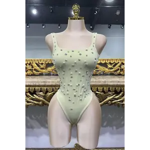 WOMEN BODYSUIT WITH BEADS & RHINESTONES - COMFY - STRETCHY