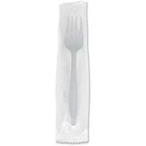 212 MAIN Individually Wrapped Medium Weight Glossy Plastic Forks - Mars Drinks GJO20005 Disposable Polypropylene Cutlery, White Tableware for Camping, Outdoor Events