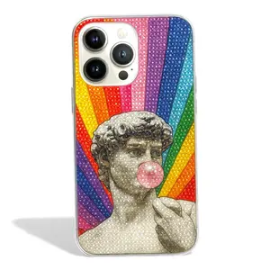 Bedazzled LGBT Rainbow Phone Case for iPhone 17 16 15 14 Pro Max, Air, Rhinestone Bling Cover, Christmas Gift for Her
