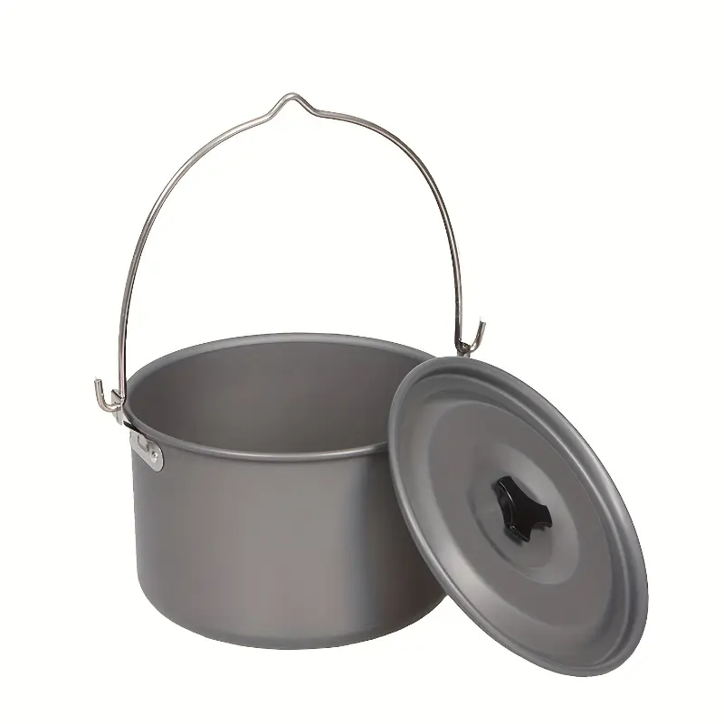 Aluminum Alloy Cauldron with Heavy-Duty Hanging Bail, Large Capacity Design for Camping and Outdoor Fire Pits, Outdoor Cooking Station, Large Size, Functional Pot, Outdoor Cooking Equipment, Hanging Handle
