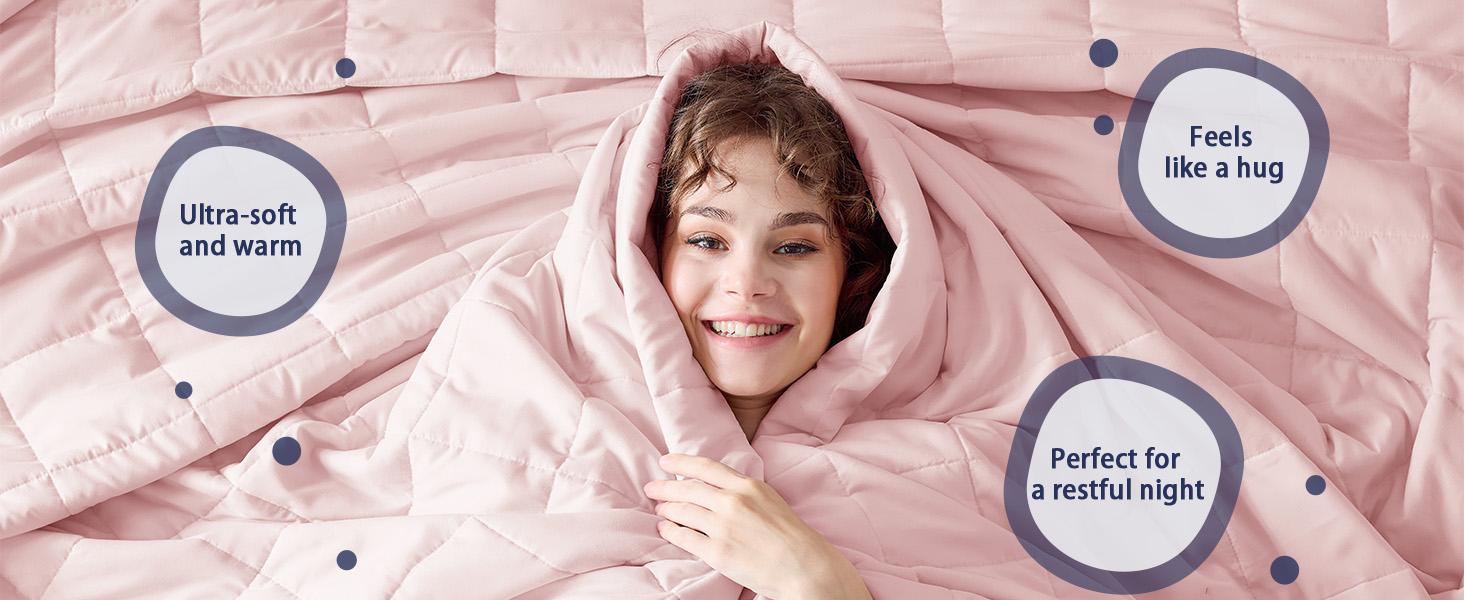 yescool Weighted Blanket for Adults,Cooling Heavy Calming Blanket for Deep Sleep,Perfect for 190-210 lbs, Queen Size Breathable Blanket with Premium Glass Bead, Machine Washable,20lbs For Stress & Anxiety