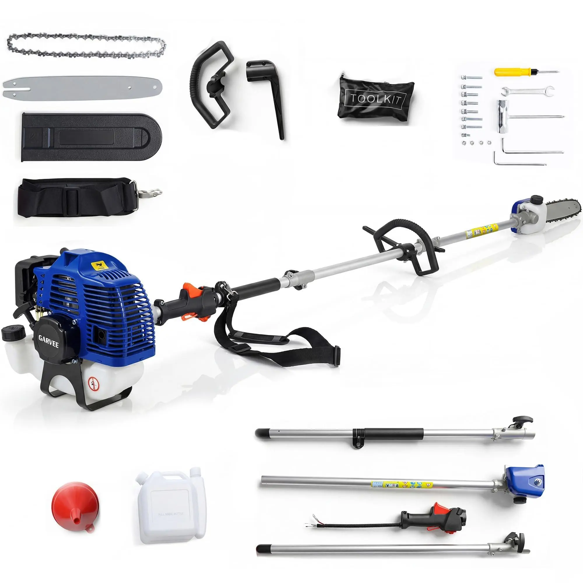 GAOMON 52CC Gas Pole Saw, 16FT Reach, for Tree Trimming and Pruning | 2.0 HP Output, 3000 RPM, Cuts 10-Inch Branches, 12-Inch Steel Chain, Adjustable Shoulder Strap, 1200ml Fuel Tank