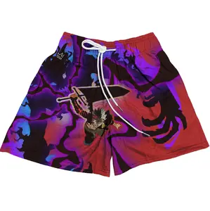 Black Clover Asta Shorts Mesh 5.5 Inseam Four Pockets 100% Polyester Breathable Sublimated Design Rib-knit Waistband Secure Closure