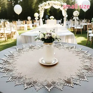 Vintage Lace Round Dining  Table Coffee Mat, Bohemian Style Polyester Fiber Coaster Pad, Home Decor for Wedding Gifts & Party Decoration
