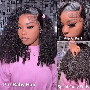 Recool Hair C Part Burmese Curly Human Hair Wig with Baby Hair 6x5 HD Lace Closure Wig Pre Bleached Burmese Virgin Human Hair Wigs for Women#TikTokShopBlackFriday