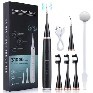 Professional 6-In-1 Ultrasonic Dental Scaler Kit, Tartar Remover & Teeth Whitener, 40,000hz Sonic Vibration, Oral Care Tool, Rechargeable Toothbrush