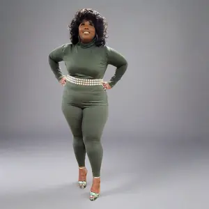 Olive Green Microfiber Turtleneck & Legging Set