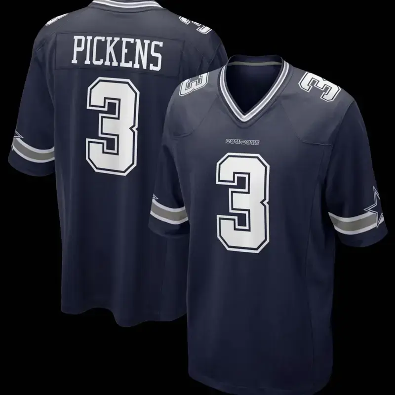 George Pickens #3 Dallas Football Jersey Navy Game Day Shirt for Men Women, Football Fan Jersey Navy Athletic Game Day Shirt