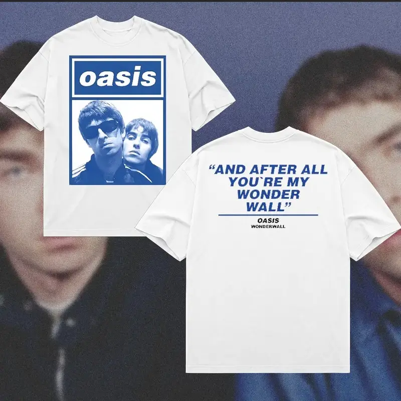 Oasis 90s Retro Britpop Indie Rock Band Graphic T-Shirt Vintage Grunge Aesthetic Heavyweight Cotton Tee Oversized Music Fan Streetwear Top Unisex Gift G5000 Shirt