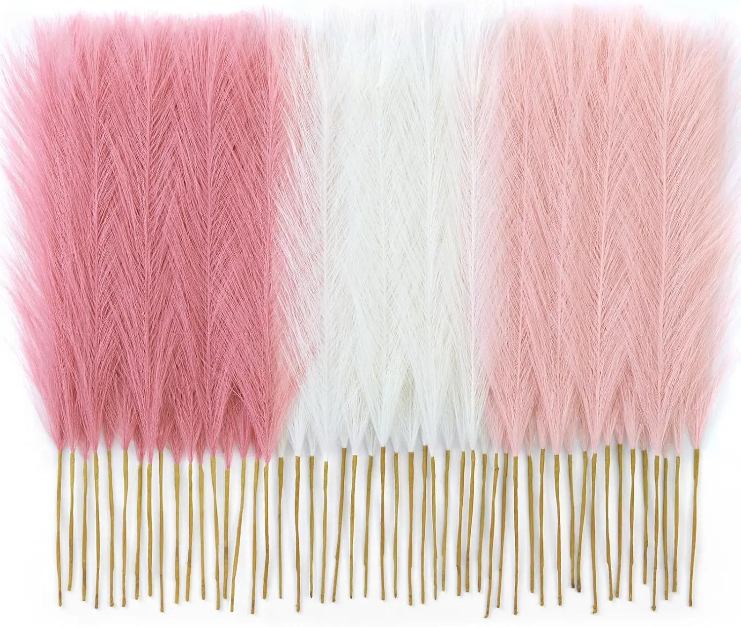 50 count Pampas Grass 17in, Blush  Pampas Grass Decor, Artificial Fluffy  Decor  for  Room Birthday Bathroom Party Wall (Blush & Cream & )