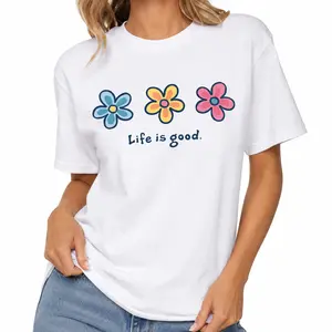 Sunny Bloom Mood Life Is Good Flower Graphic Tee, Women’s Cute Top, Women’s Printed T-Shirt, Men’s Trendy Printed T-Shirt, Vintage Printed T-Shirt, Loose Fit Oversized Casual Floral Summer Streetwear Gift