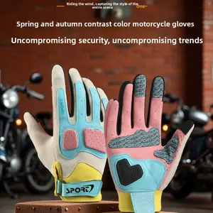 Thin Anti-Slip Durable Touchscreen Half/full Finger Motorcycle Gloves for Spring & Fall, Vintage Racing Style, Suitable for Couples