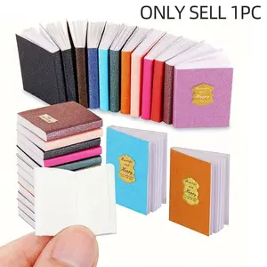Miniature Book Notebook Dollhouse Accessory, 1/12 Scale Flip-Page Decorative Model, Realistic Classical Library Room Decoration