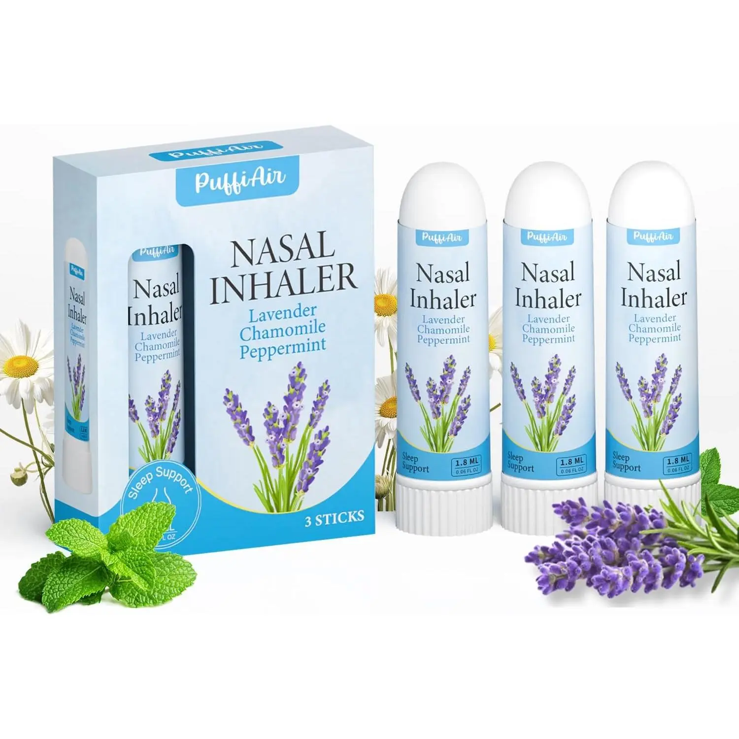 Nasal Inhaler Sticks, Lavender Chamomile Peppermint, 3 Pack Sleep