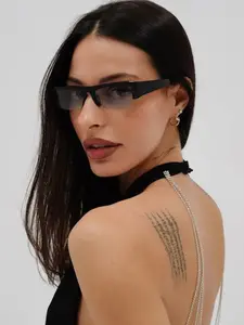 Fashion Women's Half Frame Glasses, Vintage Simple Style, Unique Frame Design, Personalized Sunglasses, Trendy Eyewear Accessories