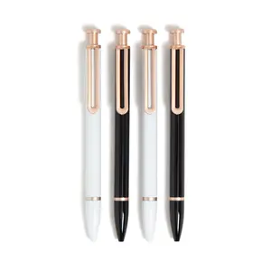4Pcs/Set Black Ink Ballpoint Pens,Black and White with Rose Gold Details,Bold (1.0 mm) Point Pens,Christmas Party Gifts,Hand Tools Kits