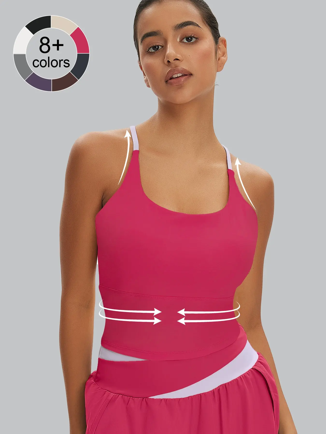 Women's Plain Criss-Cross Stretch Workout Sports Bra, Comfortable Durable Crop Cami Top, Ladies' Gym Sportswear for Indoor & Outdoor Wear