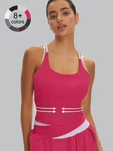 Sporty Women's Plain Criss Cross Sports Bra Tank, Comfort and Durability Sports Crop Cami Top, Ladies Sportswear for Indoor Outdoor Wear, Gym Clothes