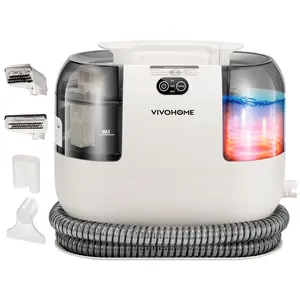 VIVOHOME Portable Multipurpose Carpet Cleaner Machine, 15s Fast Heating Spot Cleaner for Upholstery, 4 Detachable Brush Heads for Pets, Couch, Car Seats, Self-Cleaning, 14Kpa Strong Suction