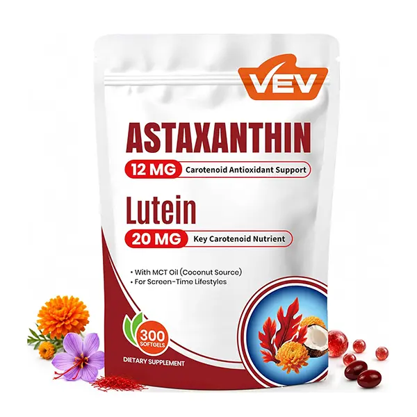 Astaxanthin 12mg & Lutein 20mg Softgels with Saffron Extract, Vitamin E, Zinc & Coconut MCT Oil, Eye Health & Antioxidant Support, 300 Softgels, 150 Servings