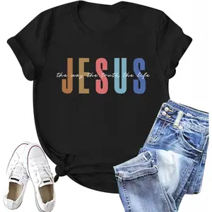 Jesus Christian T Shirts for Women Religious Sayings Faith Shirt Inspirational Tshirts Bible Verse Graphic Cotton Tee