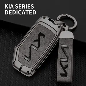 Leather Car Remote Cover Protector Shell for Kia Sportage R Gt Stinger Sorento Ceed Cerato Forte Niro Soul Telluride, Keychain Accessories