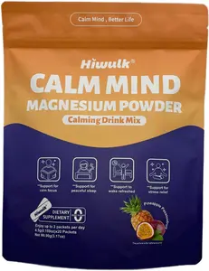 Hiwulk Calming Drink Mix  1-Pack– With Ashwagandha, Magnesium, L-Theanine & Vitamin D3 – Supports Stress Relief, Cortisol Balance, Mood & Better Sleep – 20 Travel Packets Dietary Supplement