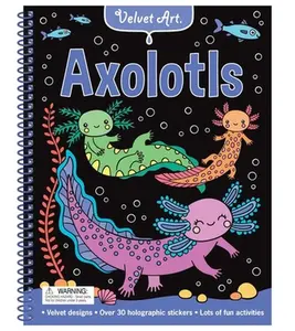 Velvet Art: Axolotls: Activity Book with Velvet Coloring Pages and Holographic Stickers -- Lake Press - Spiral