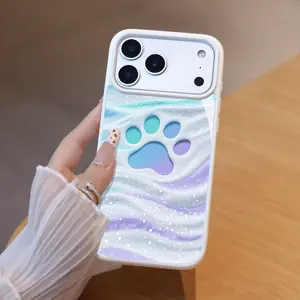 Watercolor Paw Print Case for iPhone17/16/15/14/13/12/X/PRO/PLUS Samsung(S22-S25) Matte Magnetic Phone Case Anti-slip and anti-fall Unobstructed wireless charging iphone 16 pro max cases cutephonecases RO1008072 Acrylic Fingerprint