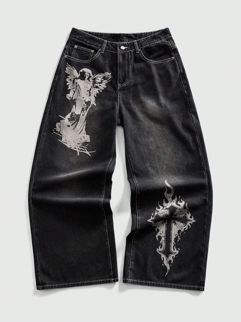 パンツ archive coating denim pants opium swag opium baggy jeans - TikTok Shop