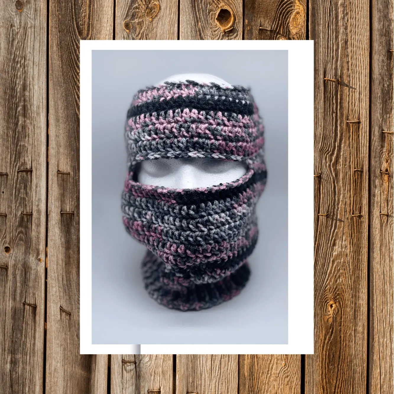 Pink Camo Open Top Ski Mask,Handmade Balaclava