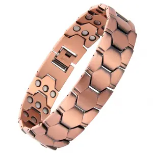 Copper Magnetic Bracelets for Men with Double-Row Strong Magnets 3800 Gauss Adjustable Jewelry with Sizing Tool&Box Gift