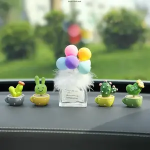 Cute Mini Resin Plant Car Ornament Set, Car Interior Decoration, Cactus Desktop Decoration, Creative Home Office Decor, Perfect Gift for Valentine's Day