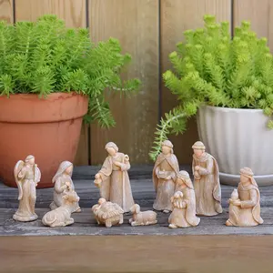 10pcs Christmas Jesus Birth Decorations, Religious Decor, Indoor Christian Home Decor, Durable Resin Hand-Painted Figurines, Church or Altar Gift