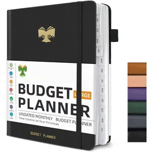Budget Planner with Monthly Tabs - 7" x 10" Hardcover Budget Book, Monthly Bill Organizer with Pockets, Undated Finance Planner with Expense  Notebook to Take Control Your - Black