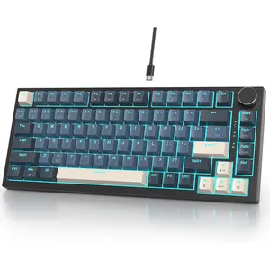 Wired 75 Percent Gaming Keyboard, Hot Swappable, Gasket Mount Creamy Mechanical Keyboard with Knob,  Red , RGB Backlit, Sound Absorbing Pads, NKRO Compact TKL Custom Keyboard