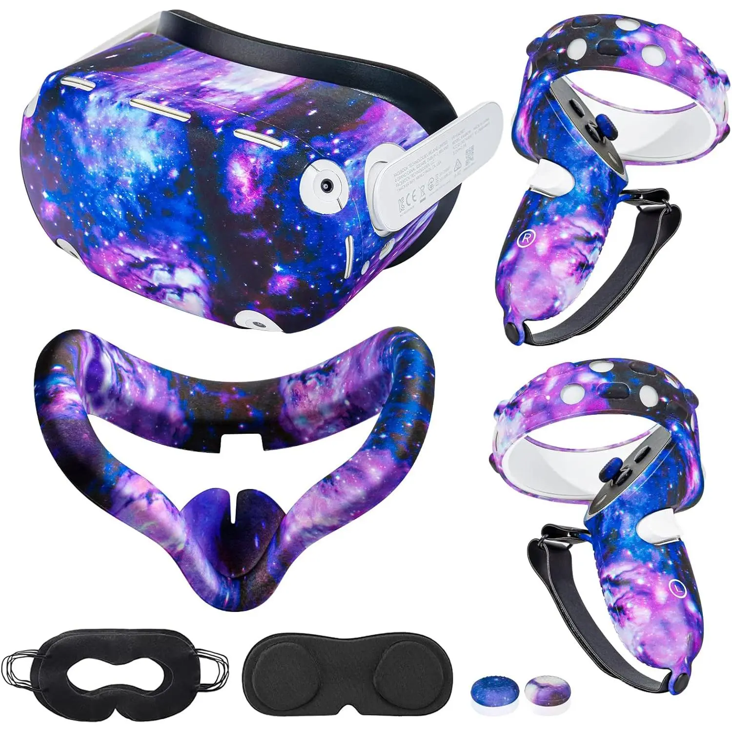 Compatible with Oculus Quest 2 Accessories,  Cover, VR Shell Cover,Compatible with Quest 2  Controller Grip Cover,Protective Lens Cover,Disposable Eye Cover. (Starry )