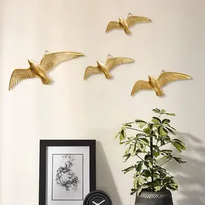 4pc Bird Shape Wall Hanging Decor, Wall Mounted Decor, European Style Resin Handmade Craft, Perfect for Living Room, Study, Shop, Party Decoration