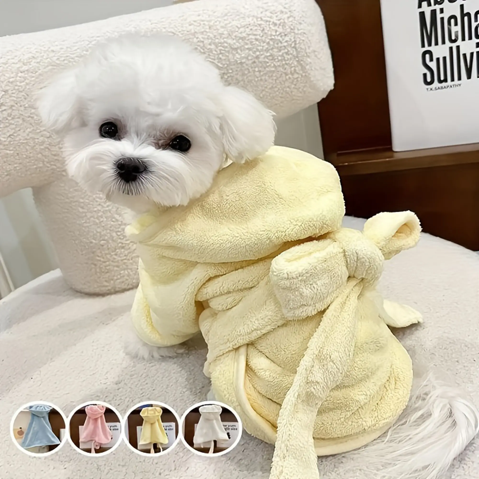 Super absorbent and cute pet bathrobes for small dogs, Puppy and cats - quick-drying, soft, comfortable for all seasons, absorbent bath towels for cats and dogs, quick-drying bathrobes with secure closure