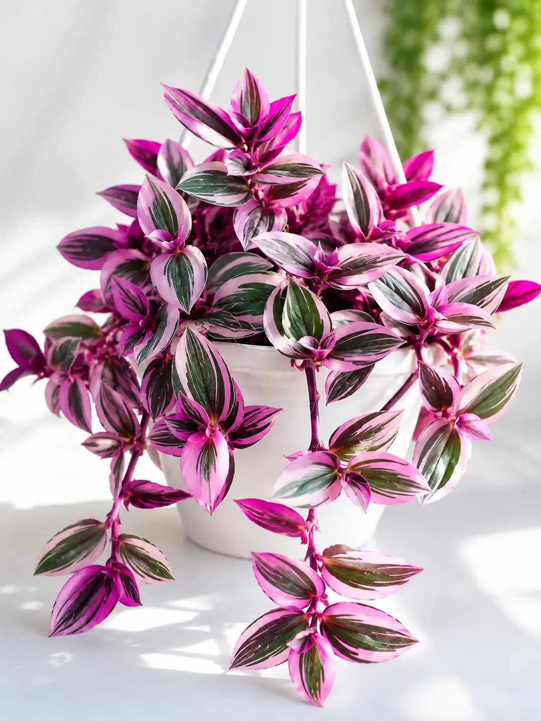 4 Tradescantia Nanouk Live Cuttings – Pink, Green & White Variegated Wandering Dude – Easy to Root Fast-Growing Trailing Houseplant