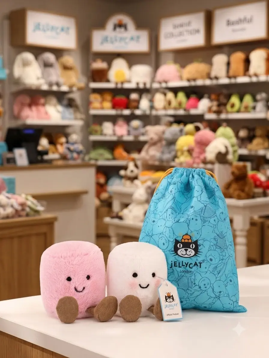 Authentic Jellycat Amuseables Pink and White Marshmallows Plush Toy | Ships from USA | Free Official Jellycat Bag