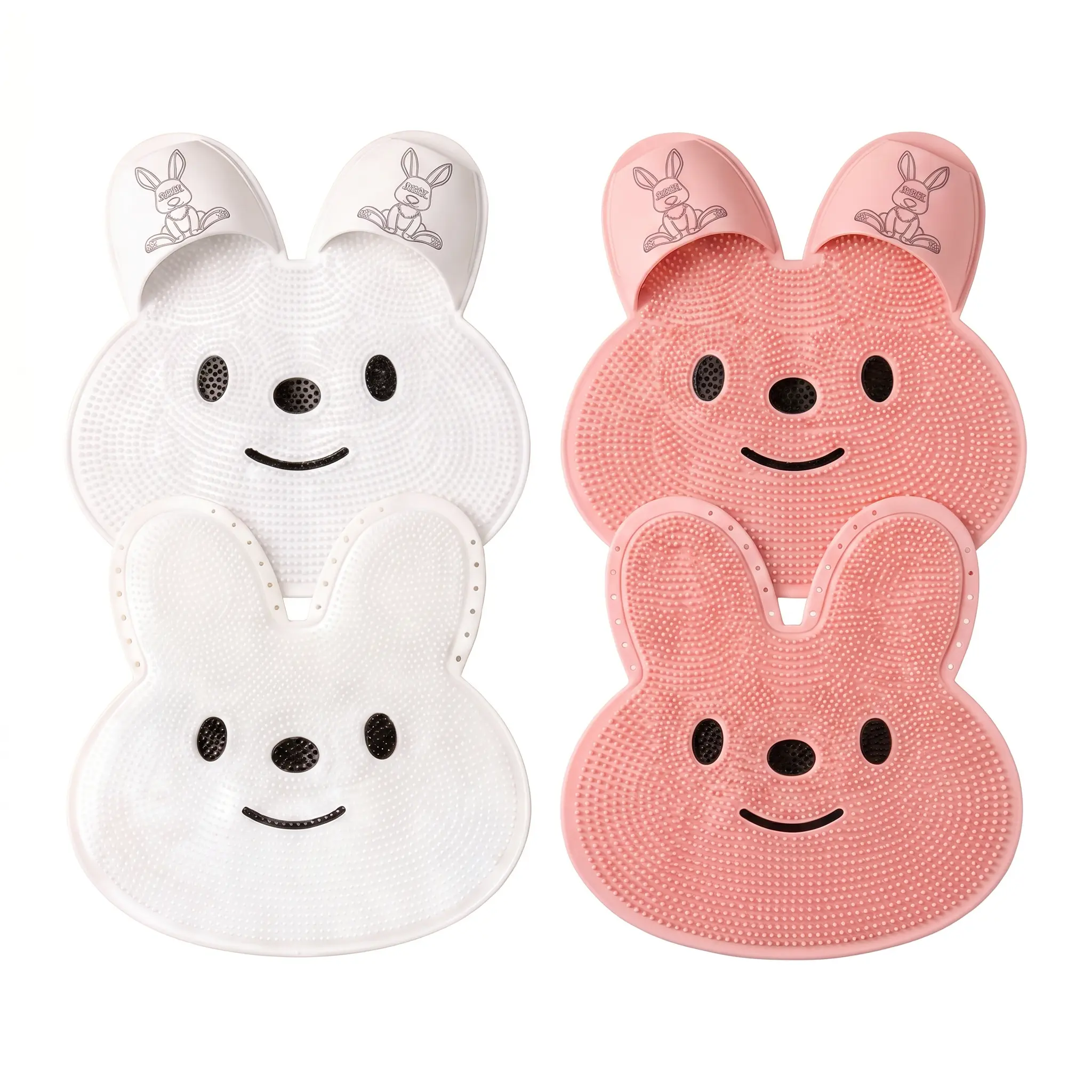 Silicone Rabbit Suction Foot Scrubber Mat for Shower Floor Wall Non-Slip