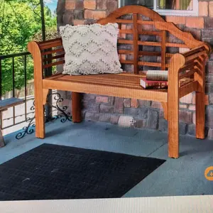 49” eucalyptus wood outdoor folding bench with backrest armrest for patio garden