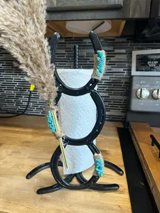 Western Paper Towel Holder with Unique Design and Turquoise Accents