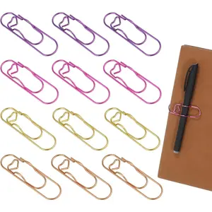 12 Pack Pen Holder for Notebook, Metal Pen Clips for Notebook Pencil Clip Holder Planner Accessories for Notebooks Planner Paper Books(///Red, Heart Shape)